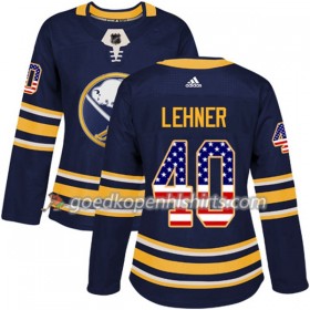 Buffalo Sabres Robin Lehner 40 Adidas 2017-2018 Navy Blauw USA Flag Fashion Authentic Shirt - Dames